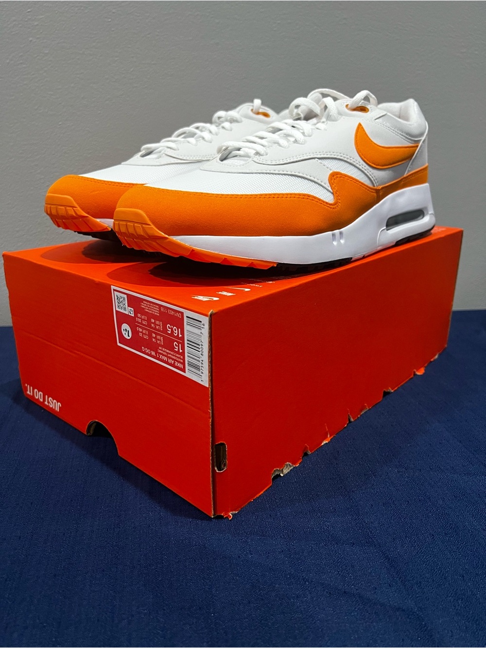 Nike Air Max 1 '86 OG Golf White/Orange Bright Ceramic DV1403-118 Size 15 Men’s